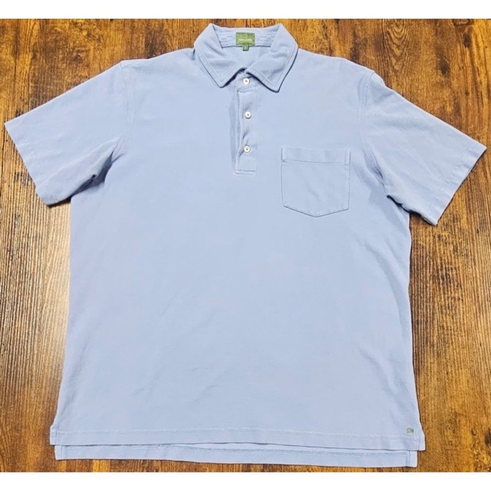 Sid Mashburn Short Sleeve Front Pocket Pique Light Blue Polo Men's Size Large